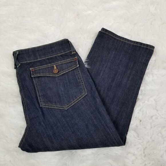 Boden Womens Size UK 10 US 6 Dark Wash Straight Leg Flap Pocket Capri Jeans - Picture 6 of 6